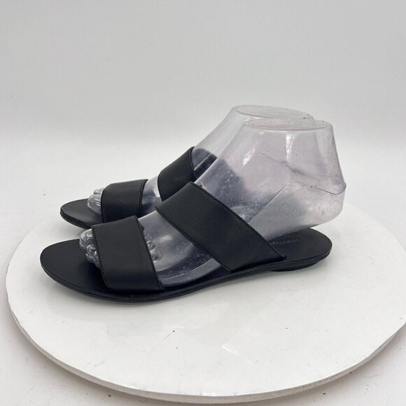 Loeffler Randall Women Size 5 Black Leather Slide Slip On Comfort Flat Sandal - Picture 1 of 11